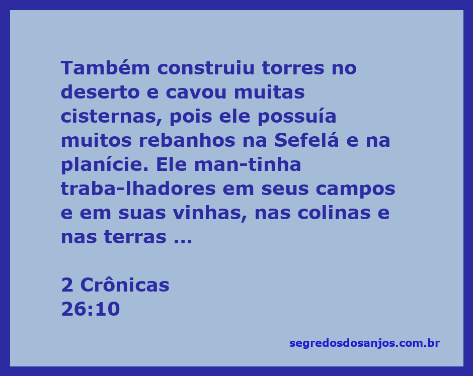 Ilustração de um rei construindo torres e cavando cisternas em uma paisagem rural, representando a prosperidade agrícola.