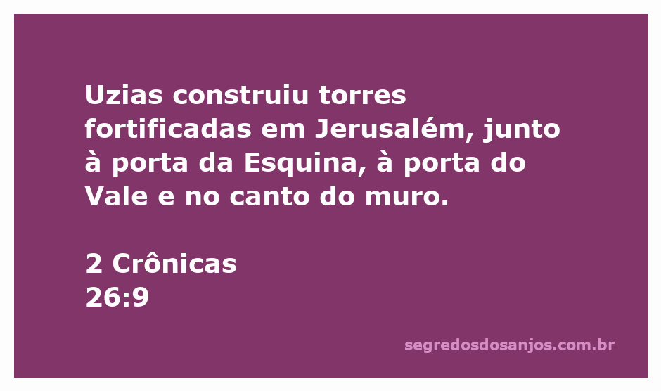 Representação das torres fortificadas construídas por Uzias em Jerusalém.