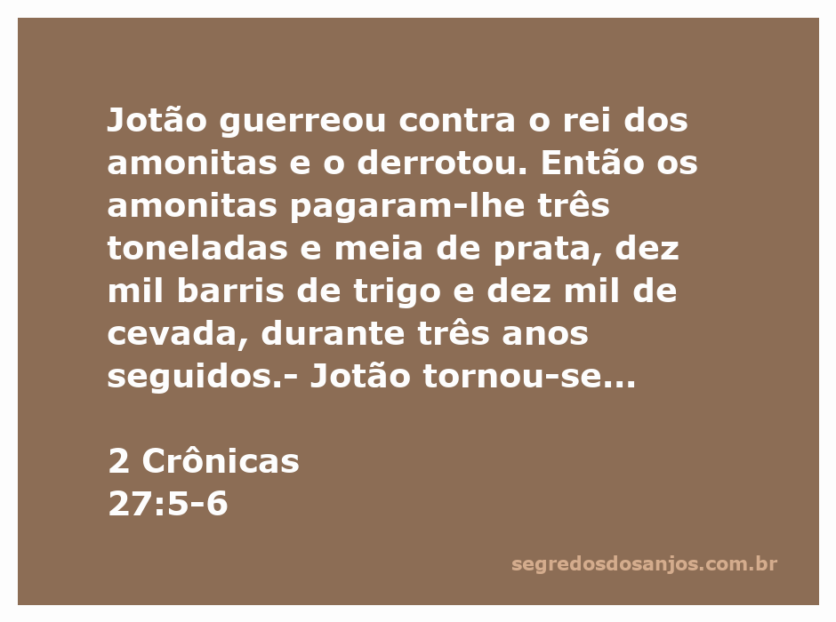 Imagem de Jotão, rei de Judá, derrotando os amonitas e recebendo tributos.