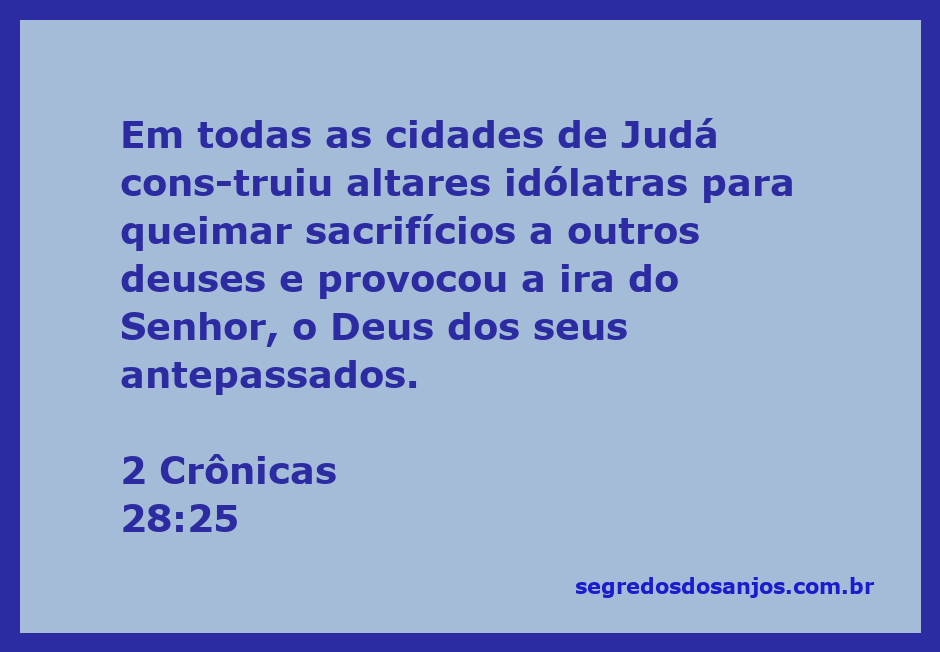 Imagem ilustrativa de altares idólatras em cidades de Judá, simbolizando a provocação da ira de Deus.