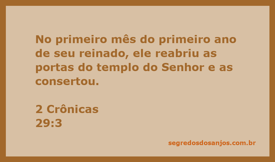 Reabertura das portas do templo do Senhor em 2 Crônicas 29:3, simbolizando renovação e restauração espiritual.