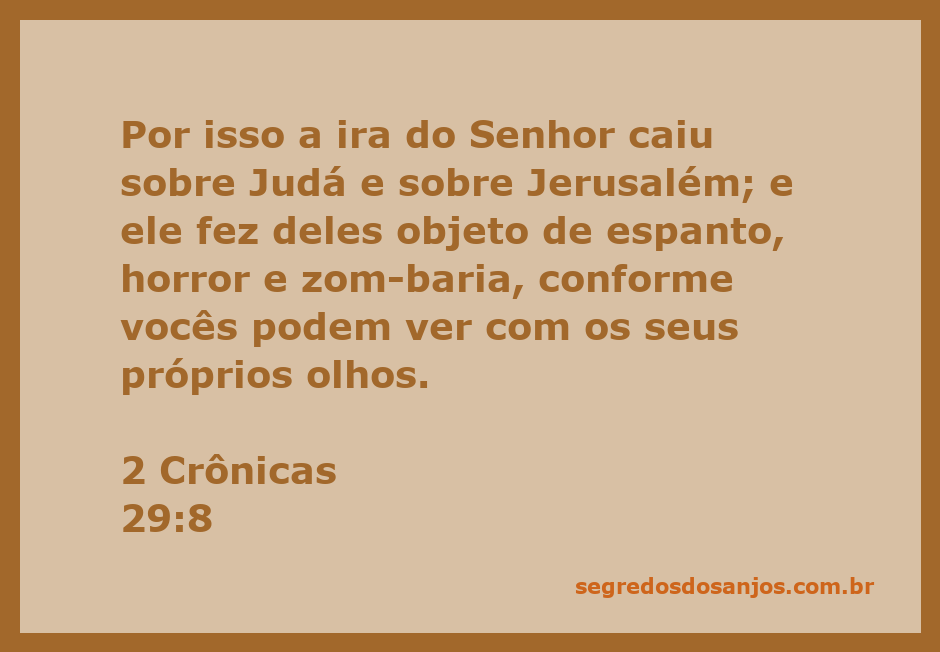 Representação da ira do Senhor sobre Judá e Jerusalém, destacando o espanto e horror que esse evento causou.