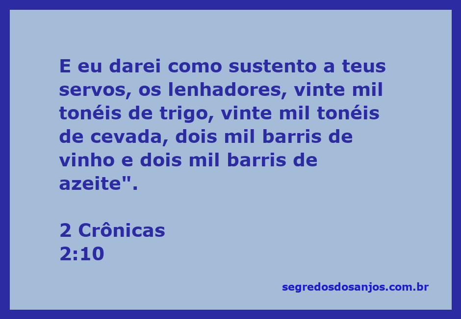 Imagem representativa da provisão de alimentos e bebidas mencionada em 2 Crônicas 2:10.