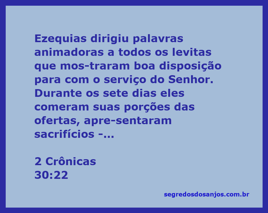 Ezequias encorajando os levitas durante o festival de Páscoa, ressaltando a importância do serviço ao Senhor.