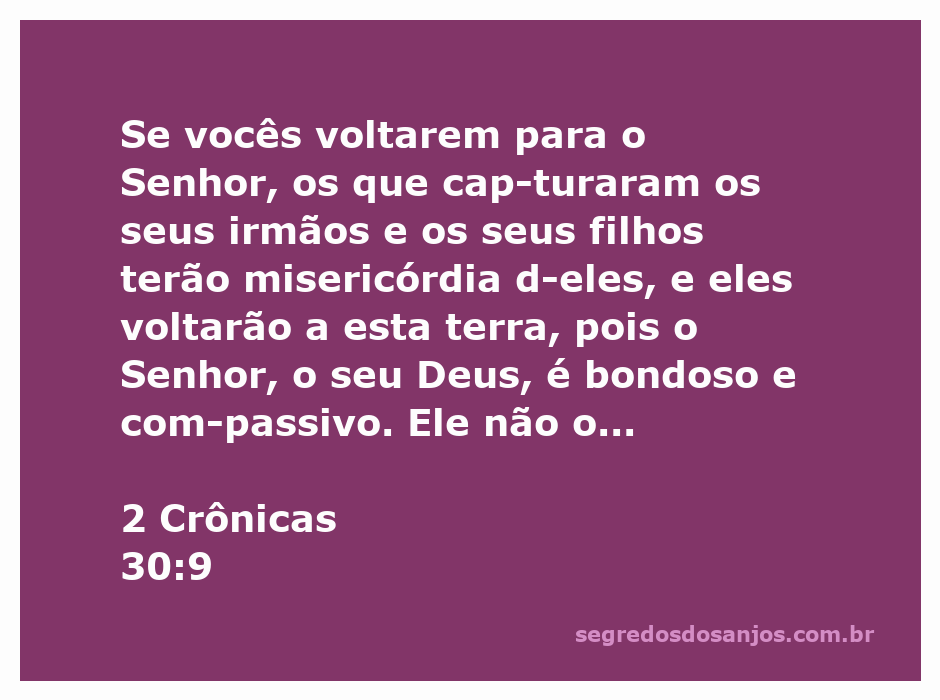 Imagem que ilustra a passagem de 2 Crônicas 30:9 sobre o retorno ao Senhor e a misericórdia divina.