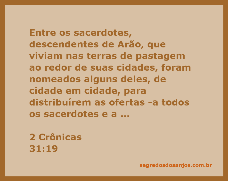 Sacerdotes descendentes de Arão distribuindo ofertas nas cidades de pastagem