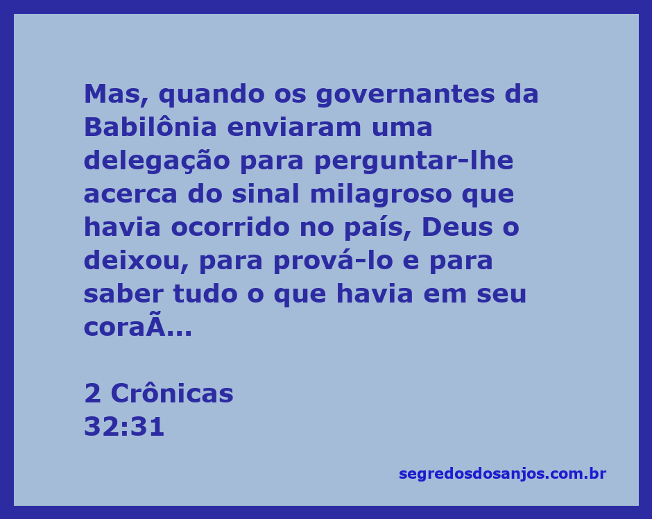 Imagem representativa da passagem de 2 Crônicas 32:31, destacando a delegação da Babilônia e o sinal milagroso.