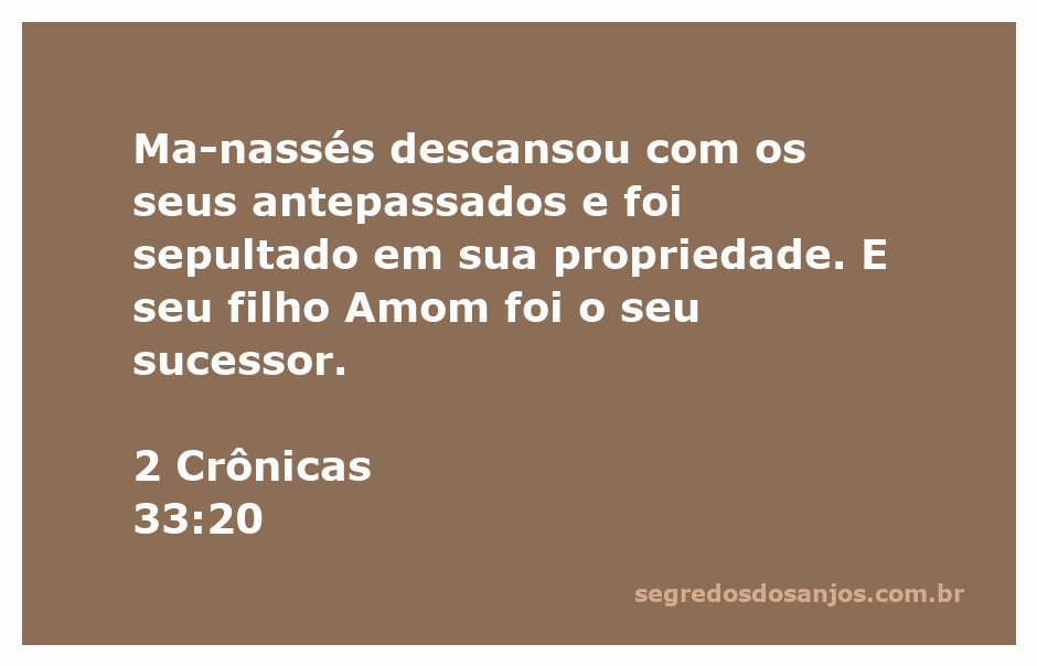 Sepultura de Manassés, rei de Judá, representando sua passagem e sucessão por seu filho Amom.