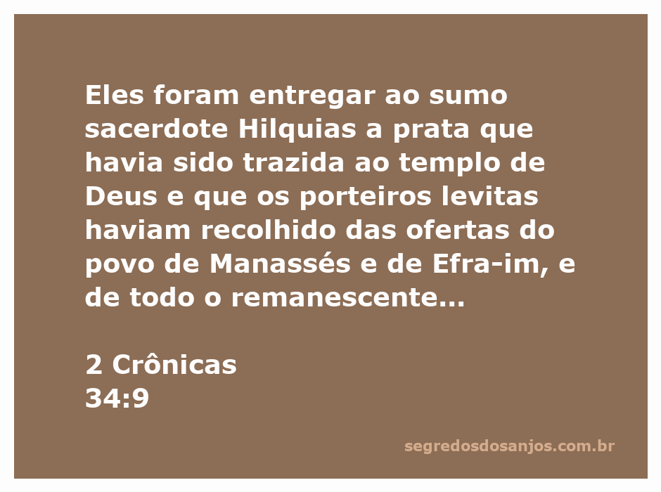 Ilustração da entrega da prata ao sumo sacerdote Hilquias no templo de Deus, representando a união do povo de Israel em adoração.