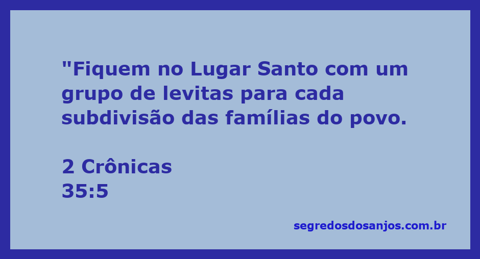 Levitas organizando-se no Lugar Santo durante a celebração de Páscoa em 2 Crônicas 35:5.