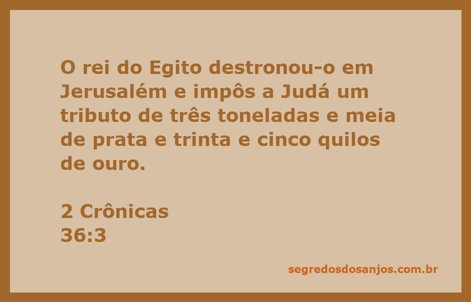 Representação da submissão de Judá ao rei do Egito, com símbolos de tributo em prata e ouro