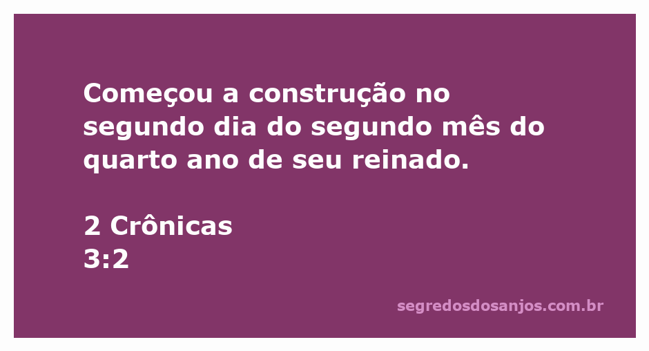 Imagem representando a construção do templo em 2 Crônicas 3:2, destacando o segundo dia do segundo mês do quarto ano do reinado.