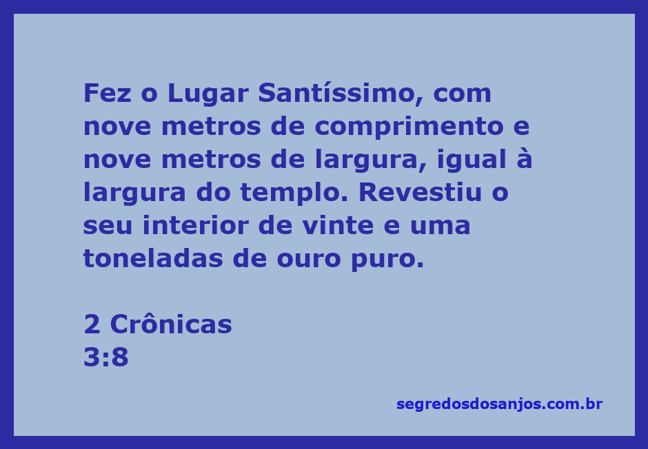 Representação do Lugar Santíssimo com detalhes em ouro puro, destacando suas dimensões de 9 metros por 9 metros.