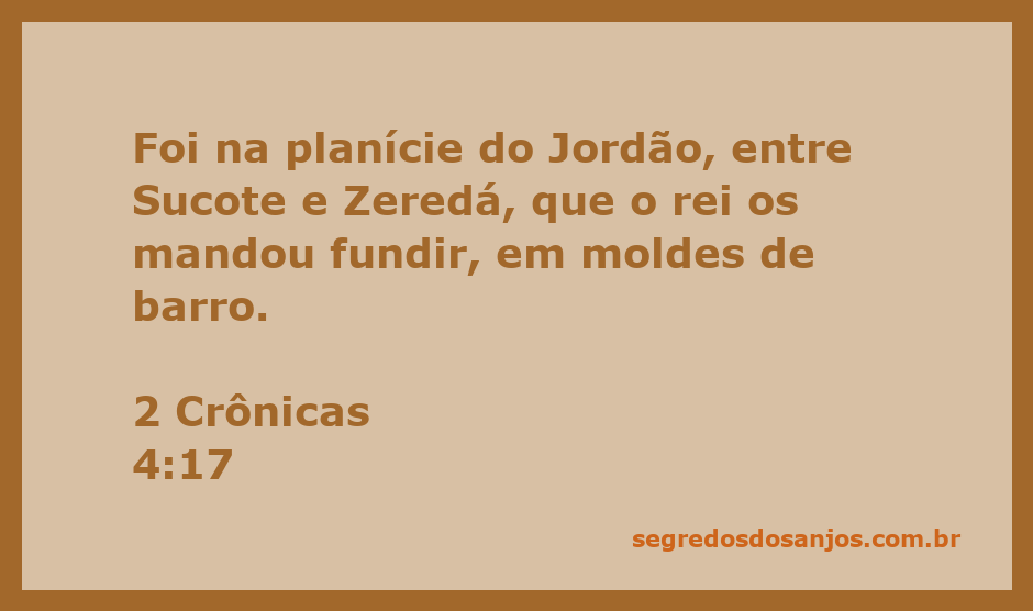 Imagem representativa da fundição de objetos em moldes de barro na planície do Jordão.