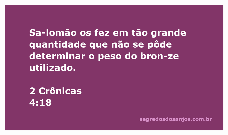 Imagem representativa da abundância de bronze utilizado na construção do templo por Salomão