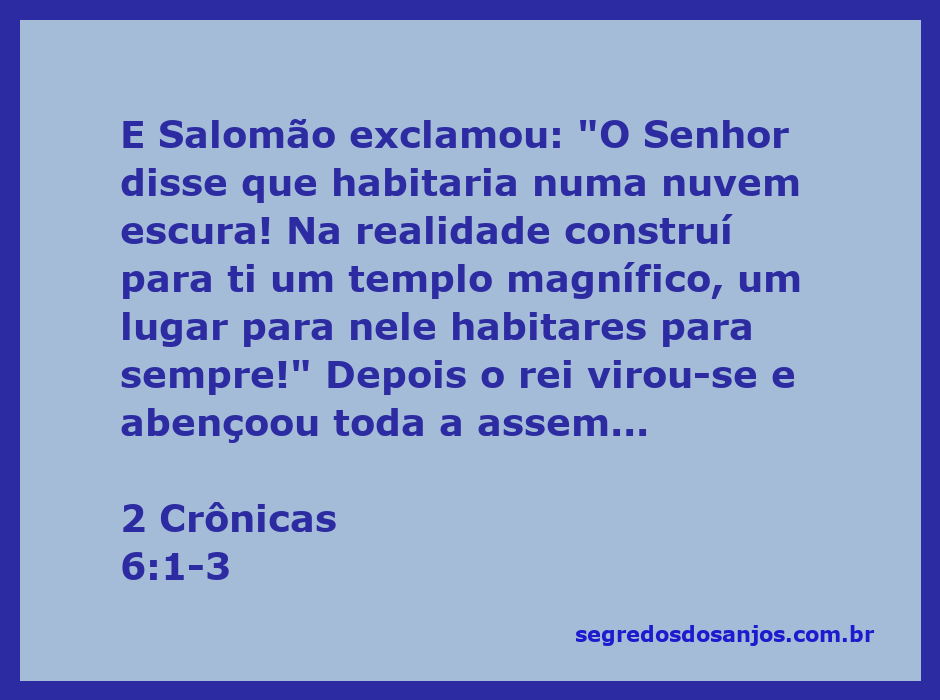Salomão se dirigindo à assembleia de Israel após a construção do templo.