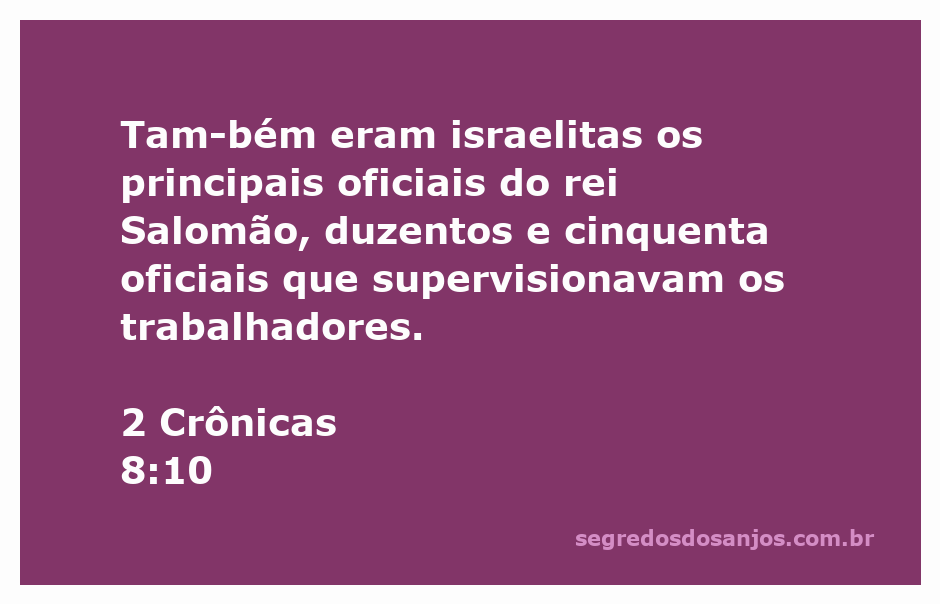 Ilustração dos principais oficiais do rei Salomão supervisionando trabalhadores em Jerusalém.