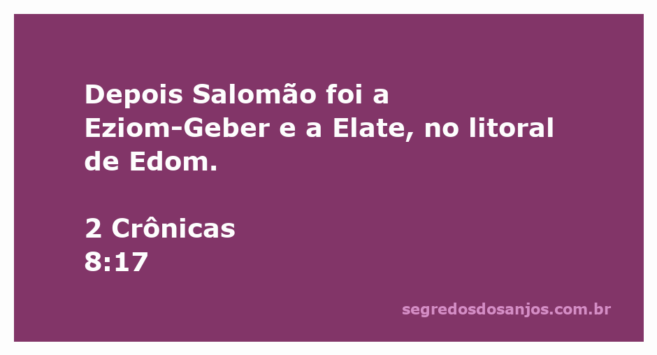Mapa mostrando a rota de Salomão para Eziom-Geber e Elate, no litoral de Edom.