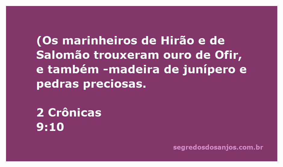 Ilustração dos marinheiros de Hirão e Salomão trazendo tesouros de Ofir, incluindo ouro, madeira de junípero e pedras preciosas.