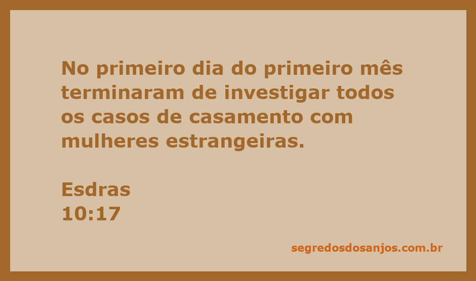 Investigação sobre casamentos com mulheres estrangeiras conforme Esdras 10:17