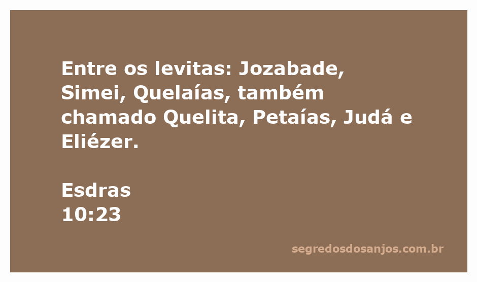 Lista de levitas mencionados em Esdras 10:23, incluindo Jozabade, Simei, Quelaías, Petaías, Judá e Eliézer.