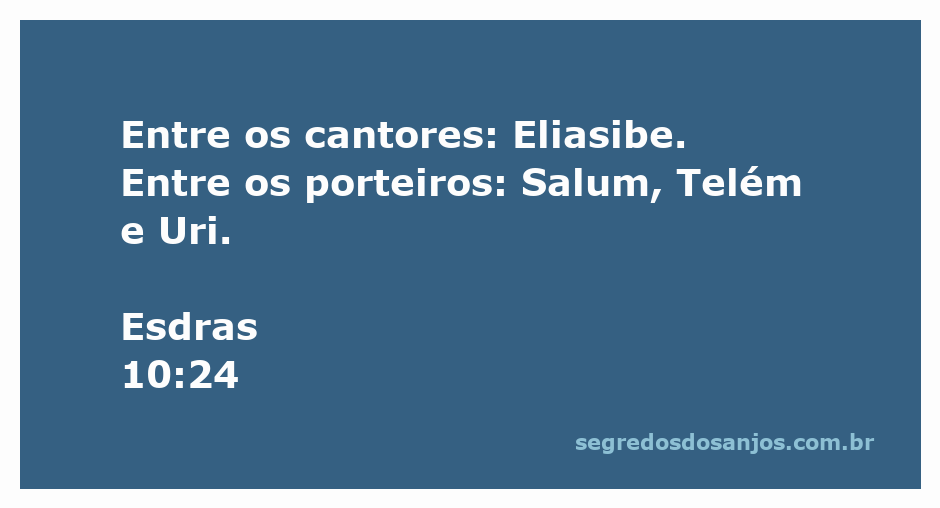 Representação dos cantores e porteiros mencionados em Esdras 10:24, destacando Eliasibe, Salum, Telém e Uri.
