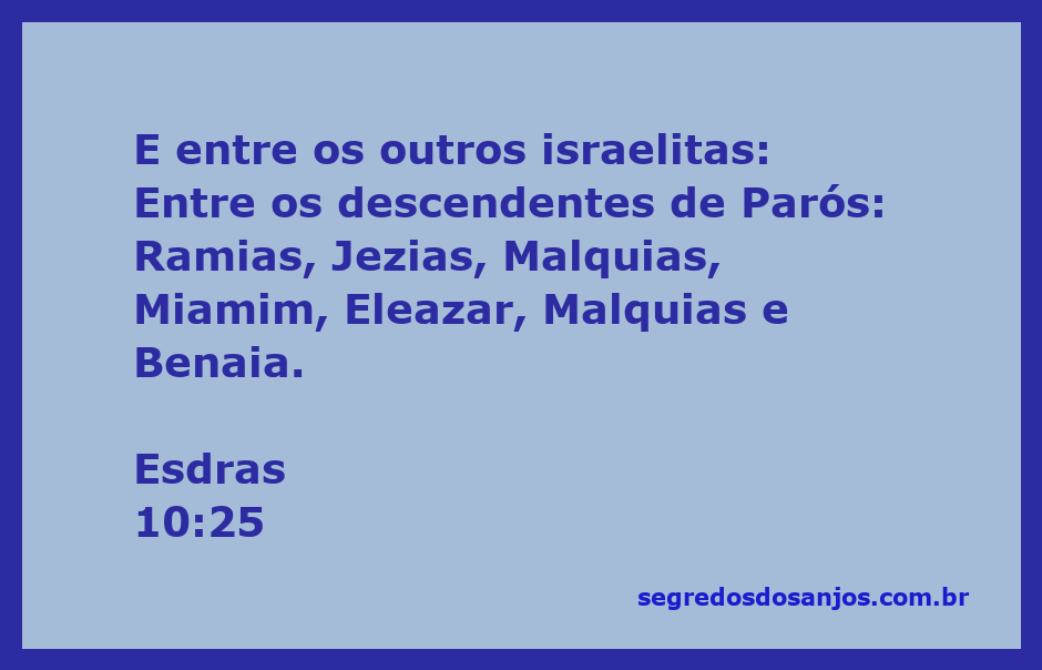 Lista de descendentes de Parós mencionados em Esdras 10:25.