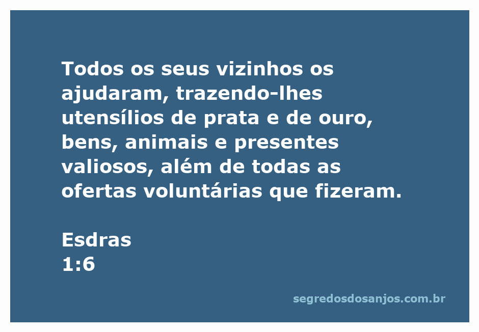 Imagem representando a generosidade dos vizinhos que ajudaram os israelitas com utensílios e presentes, conforme Esdras 1:6.