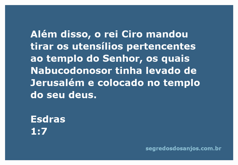 Rei Ciro ordenando a devolução dos utensílios do templo de Jerusalém.