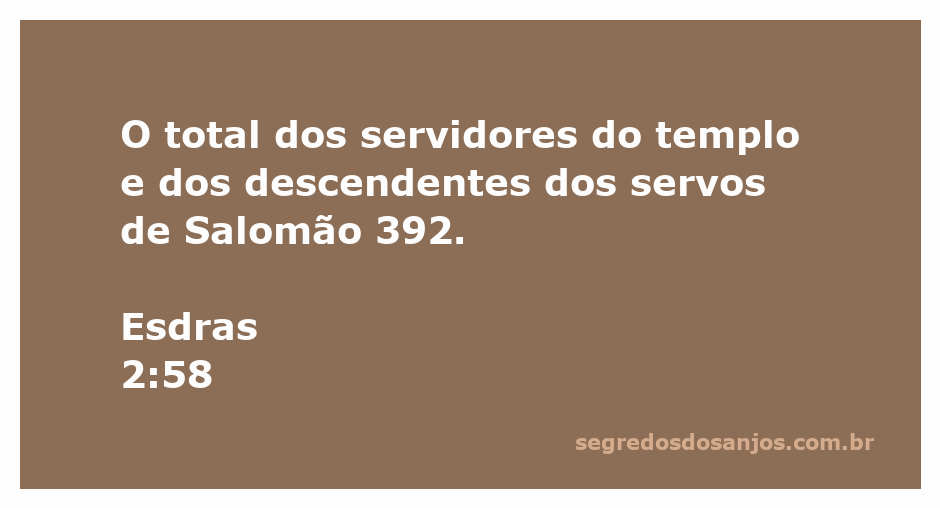 Contagem dos servidores do templo e descendentes dos servos de Salomão conforme a passagem de Esdras 2:58.