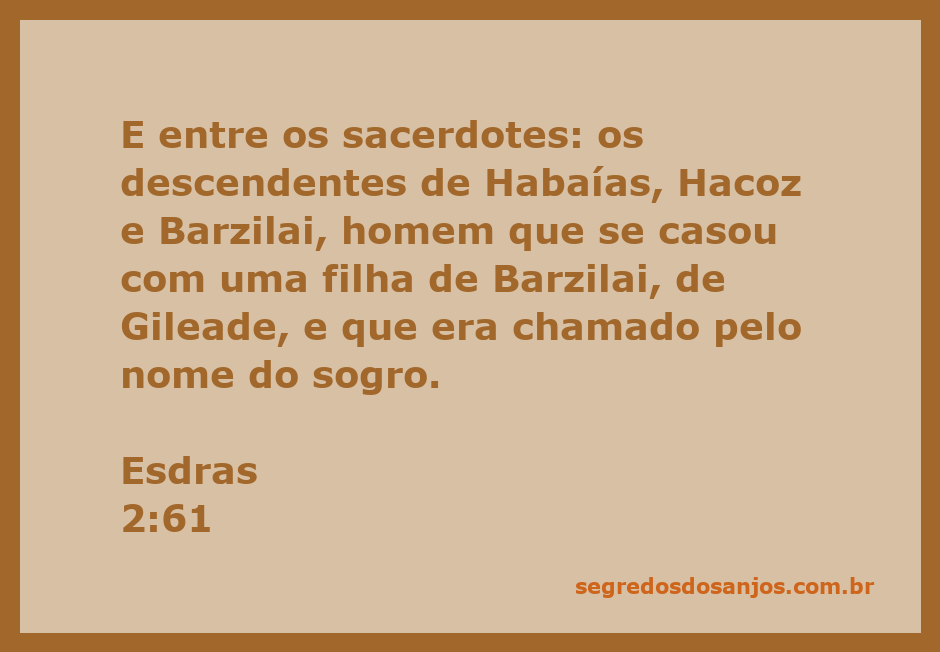 Representação dos sacerdotes descendentes de Habaías, Hacoz e Barzilai mencionados em Esdras 2:61