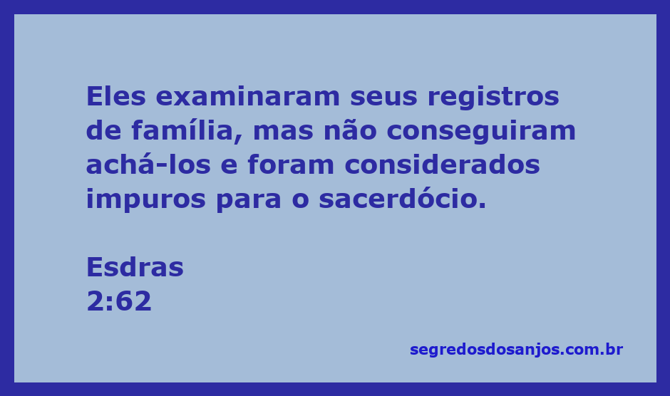 Registro de família de sacerdotes em Esdras 2:62, simbolizando a busca por linhagens puras.