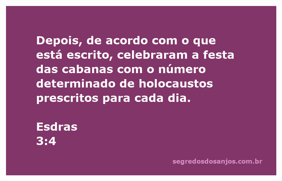 Celebração da festa das cabanas conforme Esdras 3:4, com holocaustos sendo oferecidos.