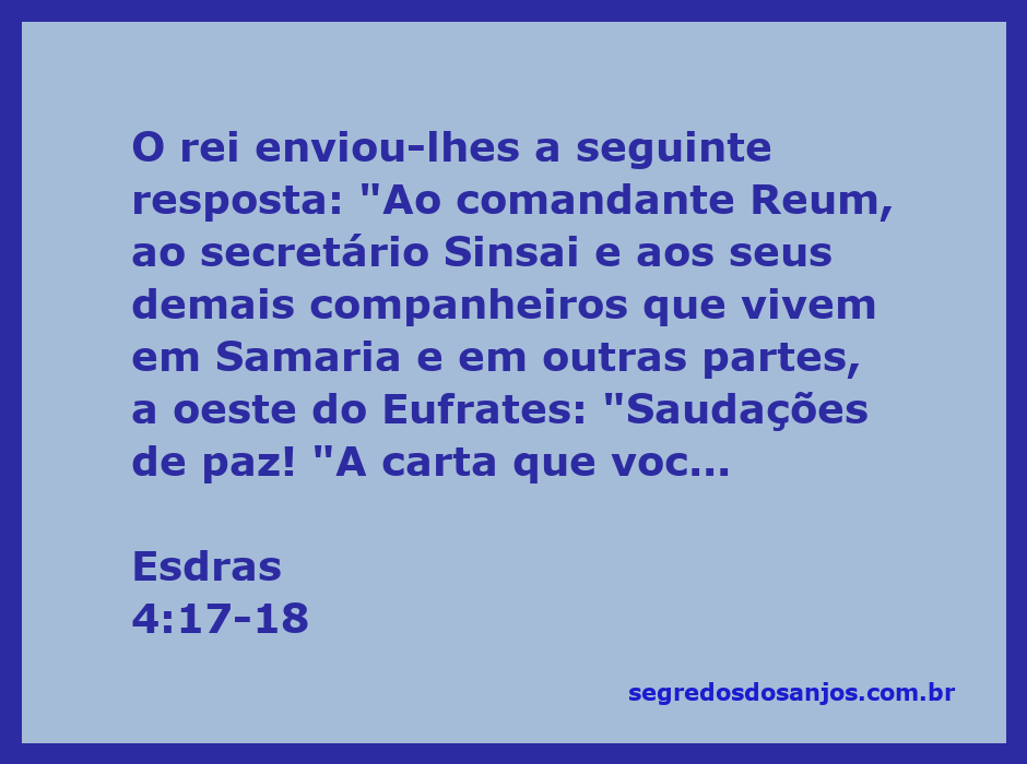 Reprodução da carta enviada pelo rei a Reum e Sinsai sobre a situação em Samaria.