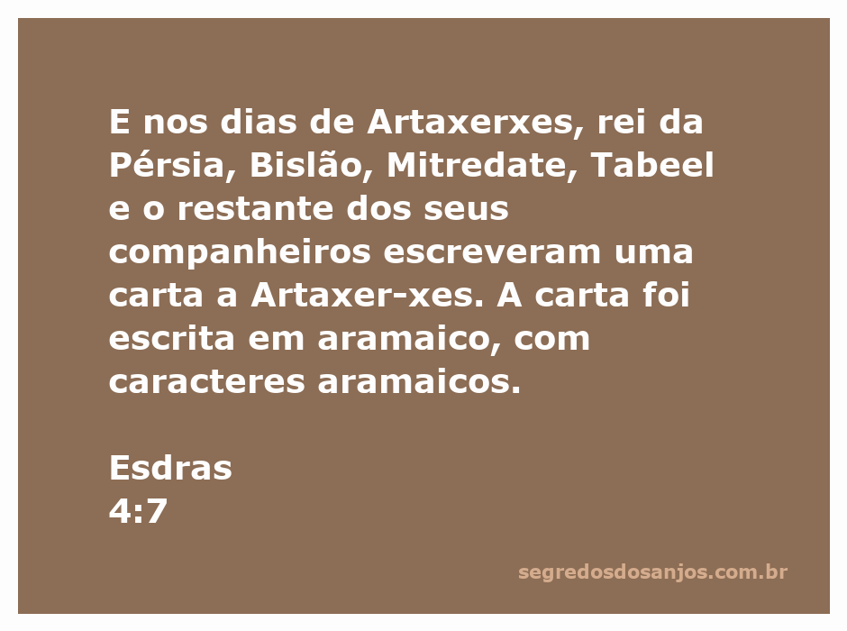 Imagem representativa da carta escrita em aramaico durante o reinado de Artaxerxes, rei da Pérsia.