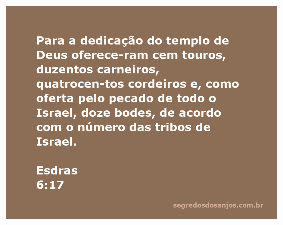 Imagem representativa da dedicação do templo de Deus com oferendas de animais conforme Esdras 6:17.