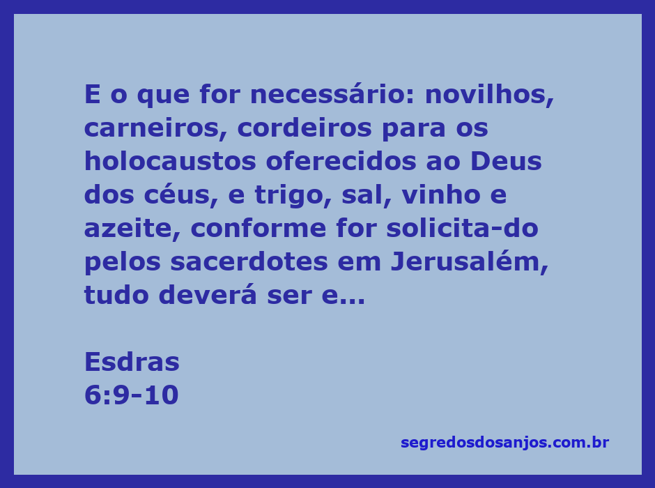 Imagem representando a oferta de holocaustos conforme Esdras 6:9-10, com novilhos, carneiros e trigo para os sacerdotes em Jerusalém.