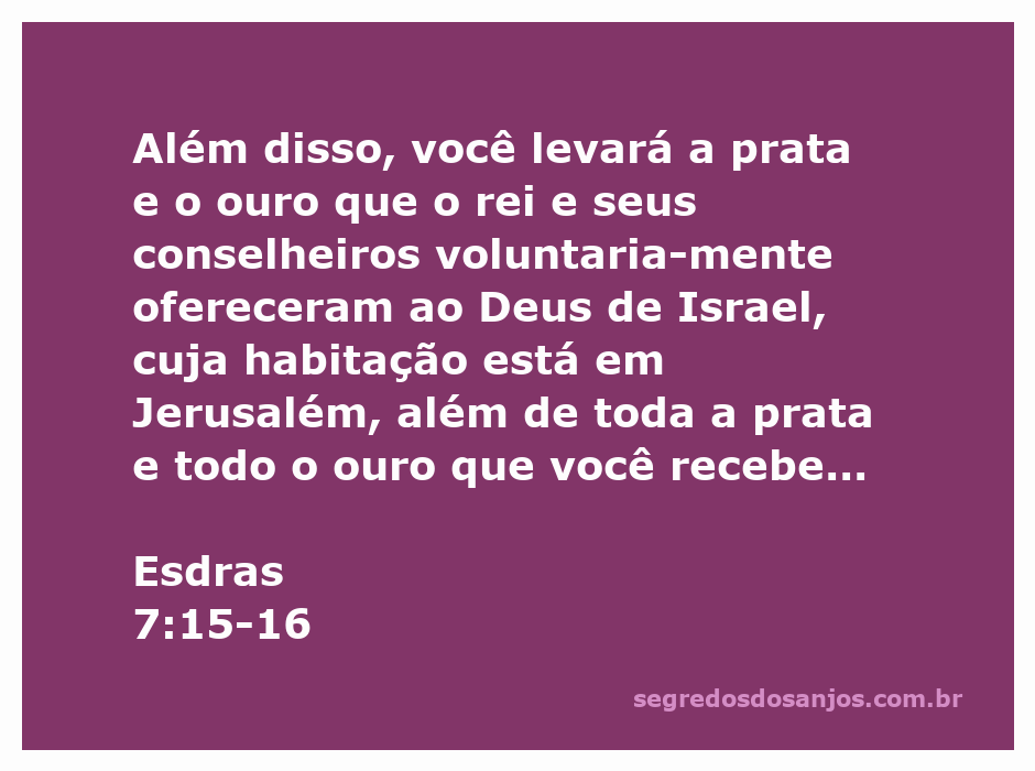 Imagem representativa da oferta de prata e ouro para o templo de Deus em Jerusalém conforme Esdras 7:15-16.