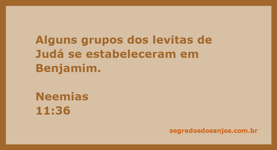 Os levitas de Judá se estabeleceram na região de Benjamim, conforme Neemias 11:36.