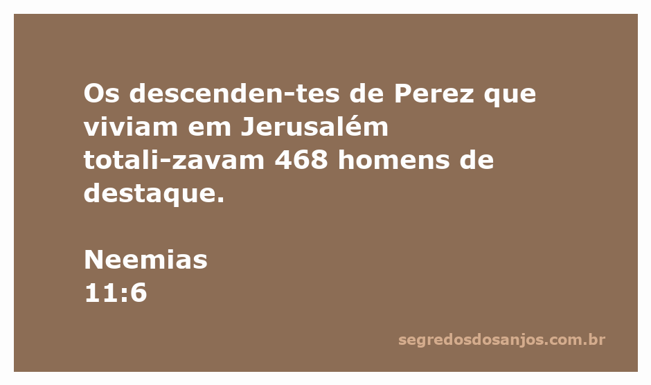 Imagem representativa dos descendentes de Perez em Jerusalém, destacando a quantidade de 468 homens de destaque.