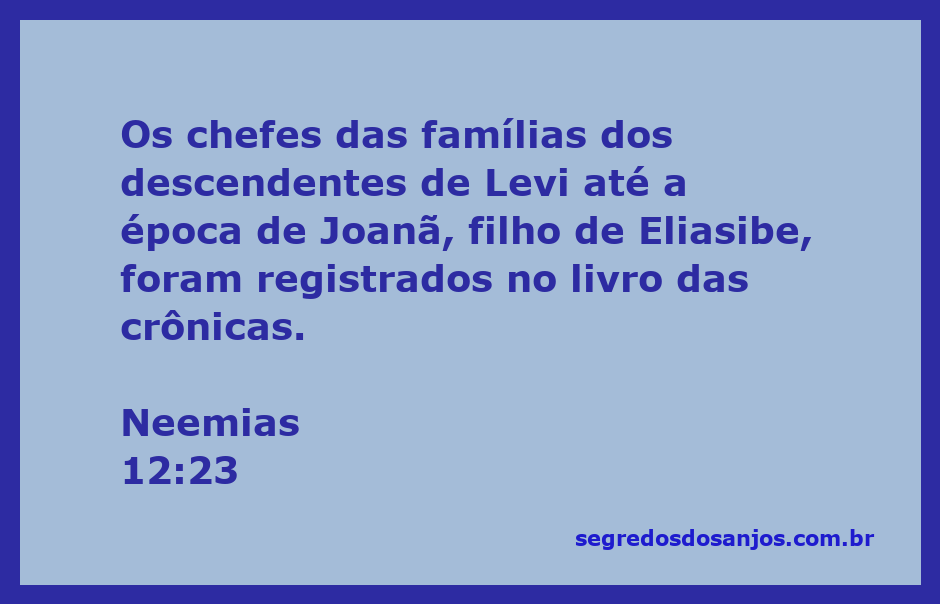 Registro dos chefes das famílias dos descendentes de Levi conforme Neemias 12:23