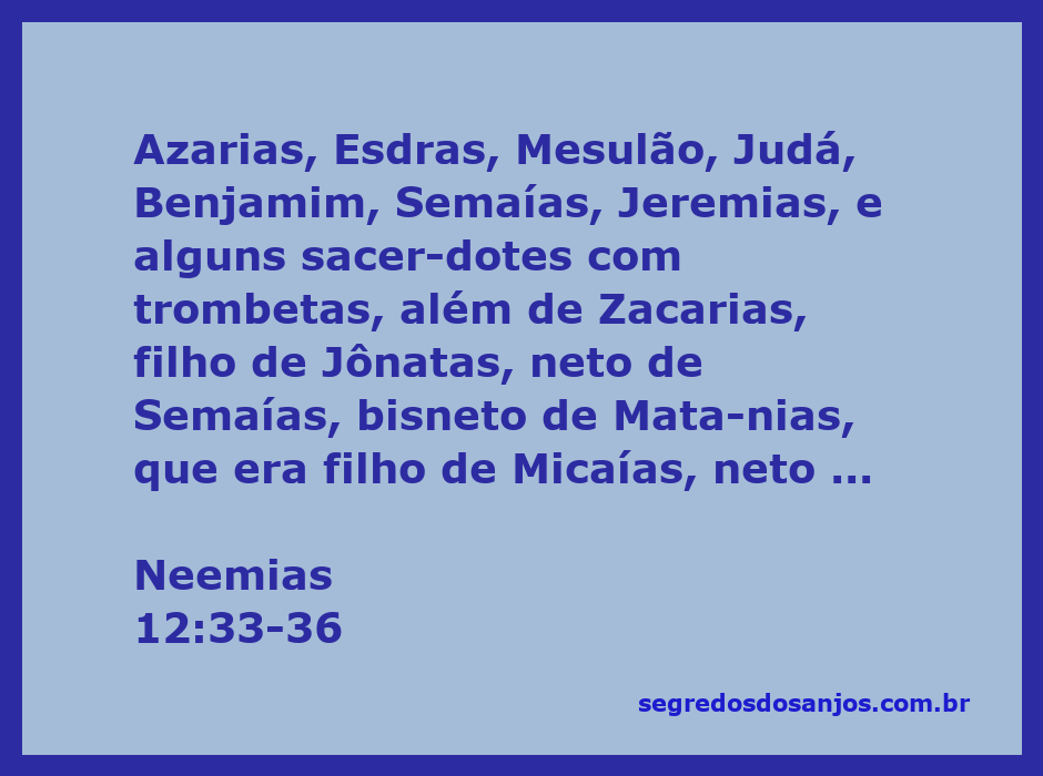 Representação de Esdras e os sacerdotes tocando trombetas e instrumentos musicais durante a celebração em Neemias 12:33-36.