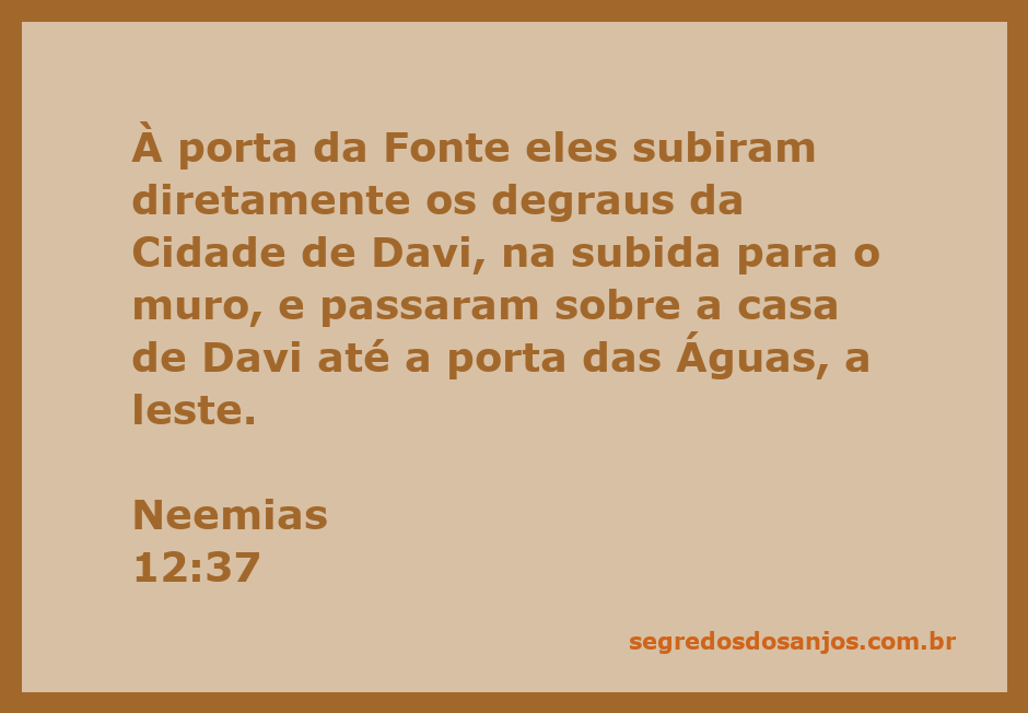 Imagem representativa da passagem de Neemias 12:37, mostrando a subida pela Cidade de Davi até a porta das Águas.