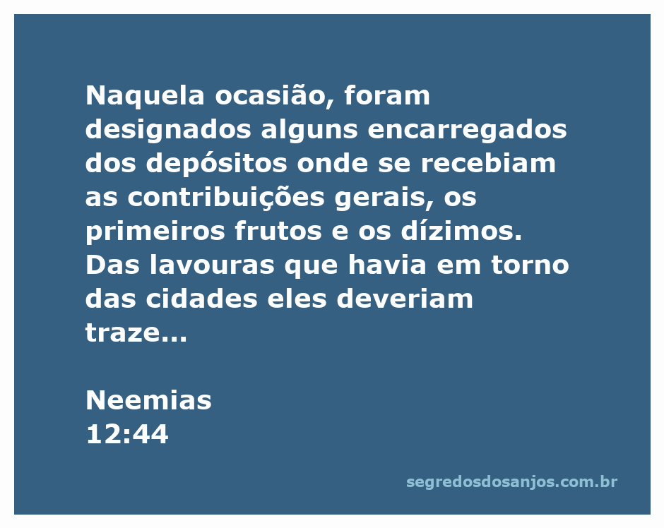 Imagem representativa da contribuição de dízimos e ofertas no templo conforme Neemias 12:44.