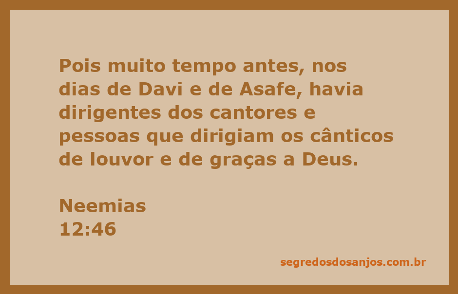 Ilustração de cantores e músicos em adoração a Deus, inspirada em Neemias 12:46.