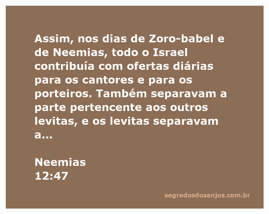 Cenário de adoração em tempos de Neemias, destacando a contribuição de Israel para os cantores e porteiros.