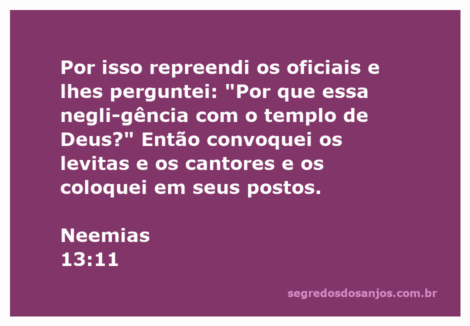 Neemias repreendendo os oficiais sobre a negligência com o templo de Deus
