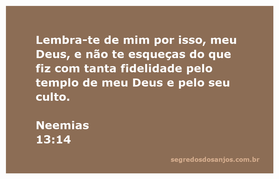 Neemias orando e pedindo a Deus que lembre de suas ações em favor do templo.