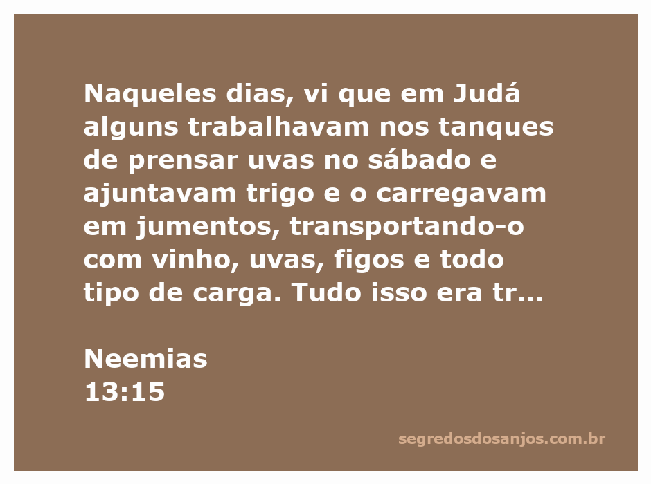 Ilustração de Neemias observando pessoas trabalhando no sábado em Judá, com tanques de prensar uvas e carregamento de trigo.
