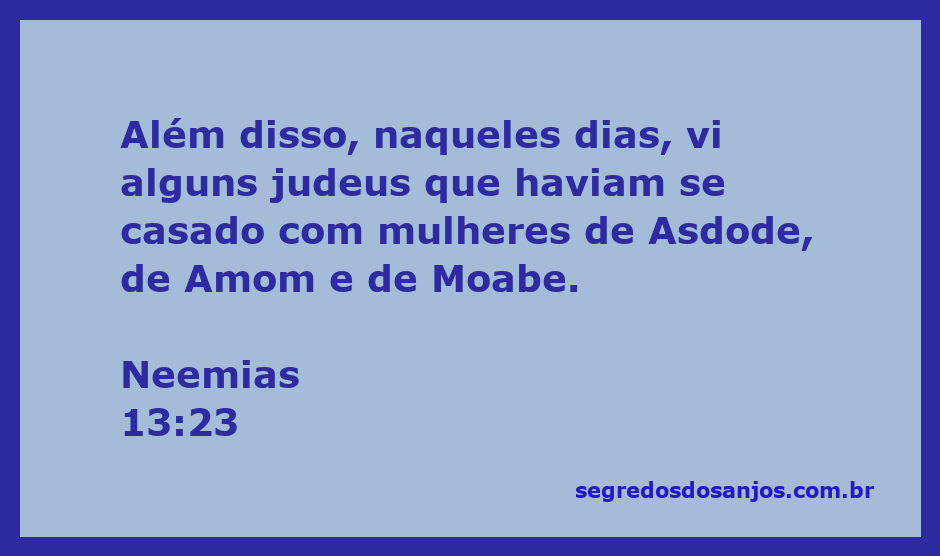 Imagem representativa da passagem de Neemias 13:23, mostrando judeus casados com mulheres de Asdode, Amom e Moabe.